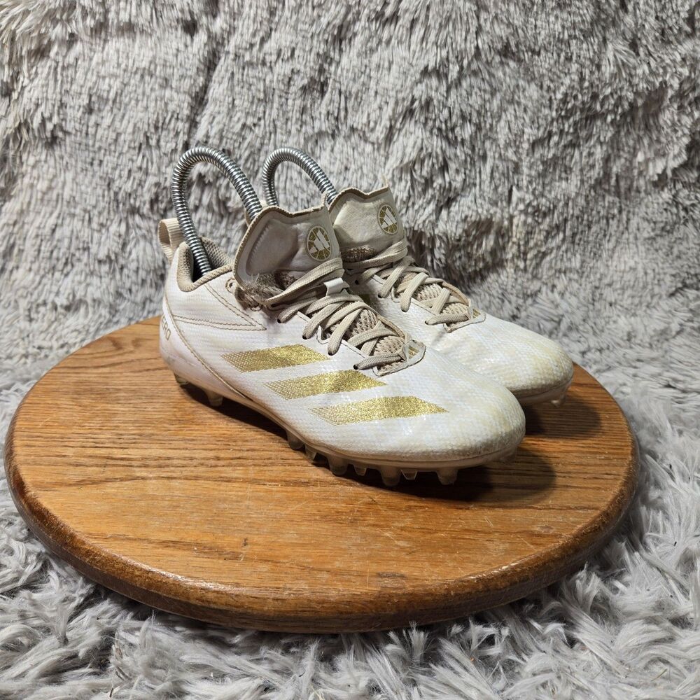 Rare Adidas Adizero 12.0 Soccer Cleats Men/Youth Sz 3 White Metallic Gold Light
